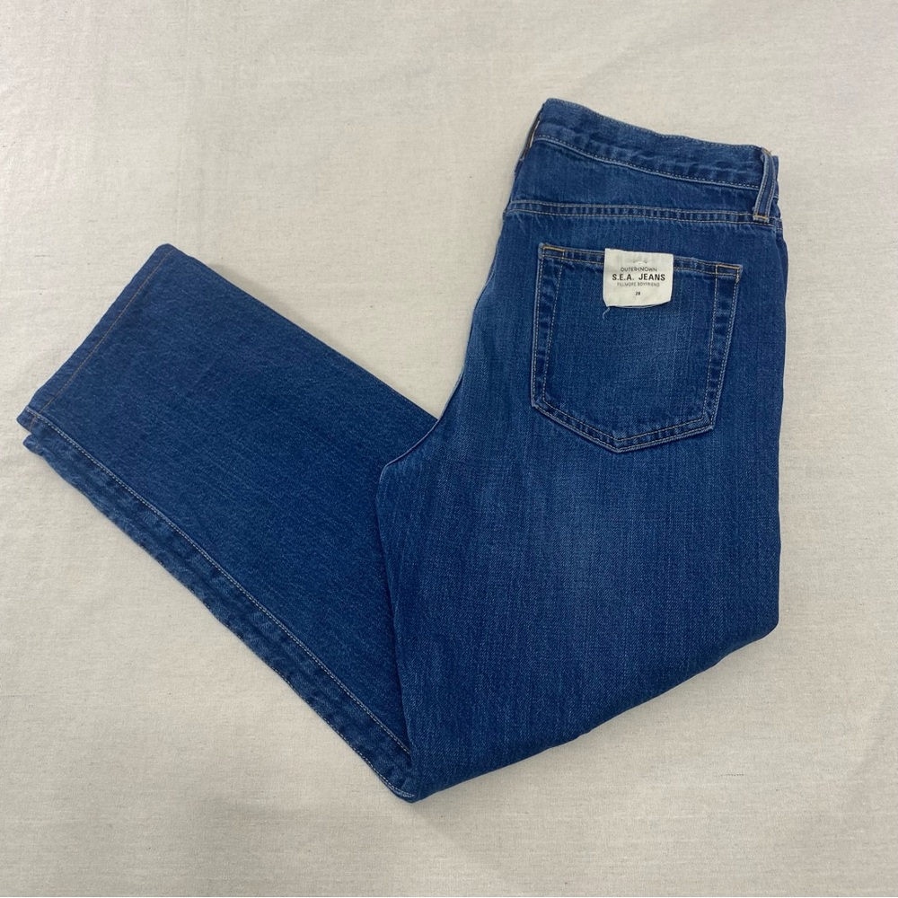 NWT Outerknown Women’s SEA Jeans Fillmore Boyfriend Button Fly Denim Pants Sz 32